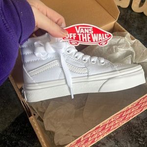 Boys White Hi Top Vans